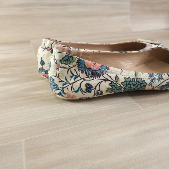 Tory Burch Minnie Travel Ballet flats Size 8M Leather Round Toe Gabriella Floral - Picture 3 of 12